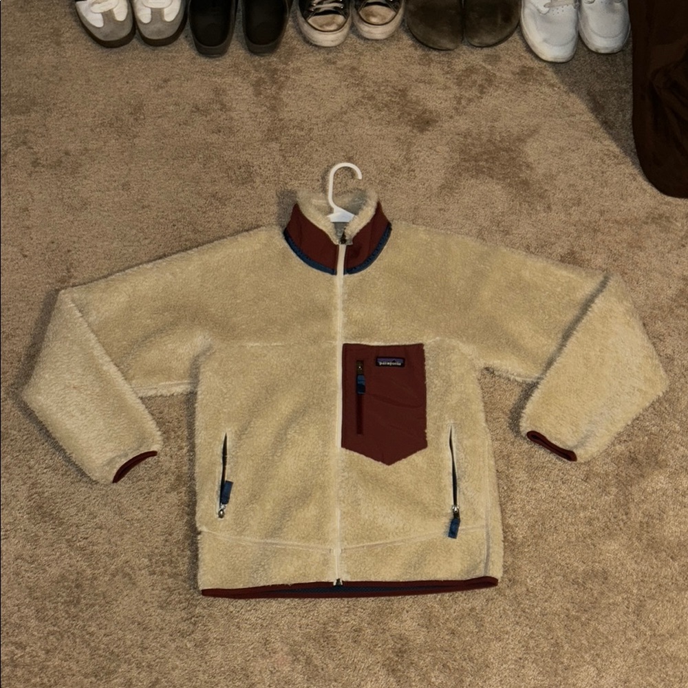 Patagonia Men’s Small Fleece Jacket - Cream and Red and Blue(Only Worn Once)